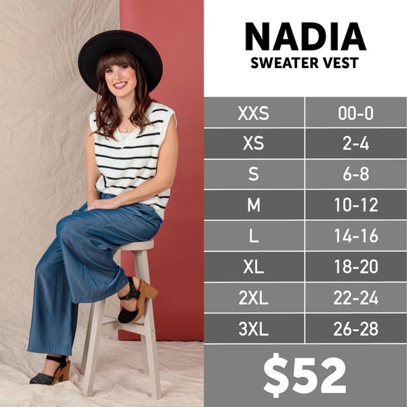 LulaRoe Nadia Striped Sweater Vest Size 3XL - Picture 3 of 3